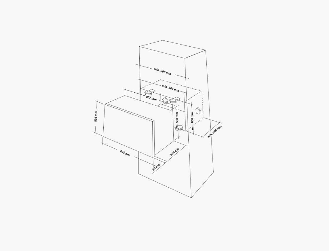 Stainless steel built in 90 cm Gas Oven